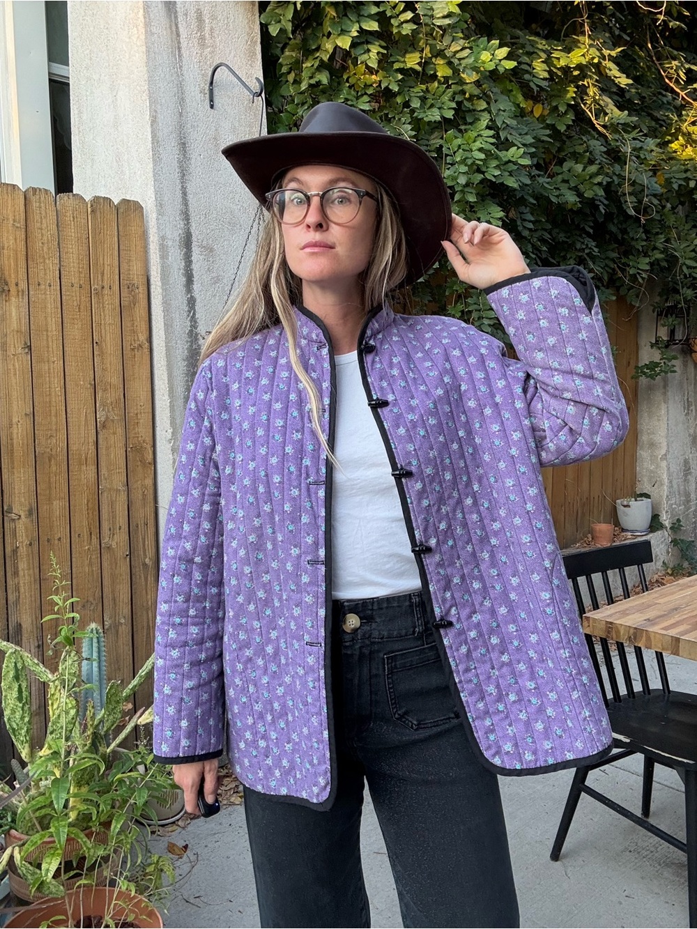 Lavender Quilted Mandarin-Collar Utility Jacket - Women